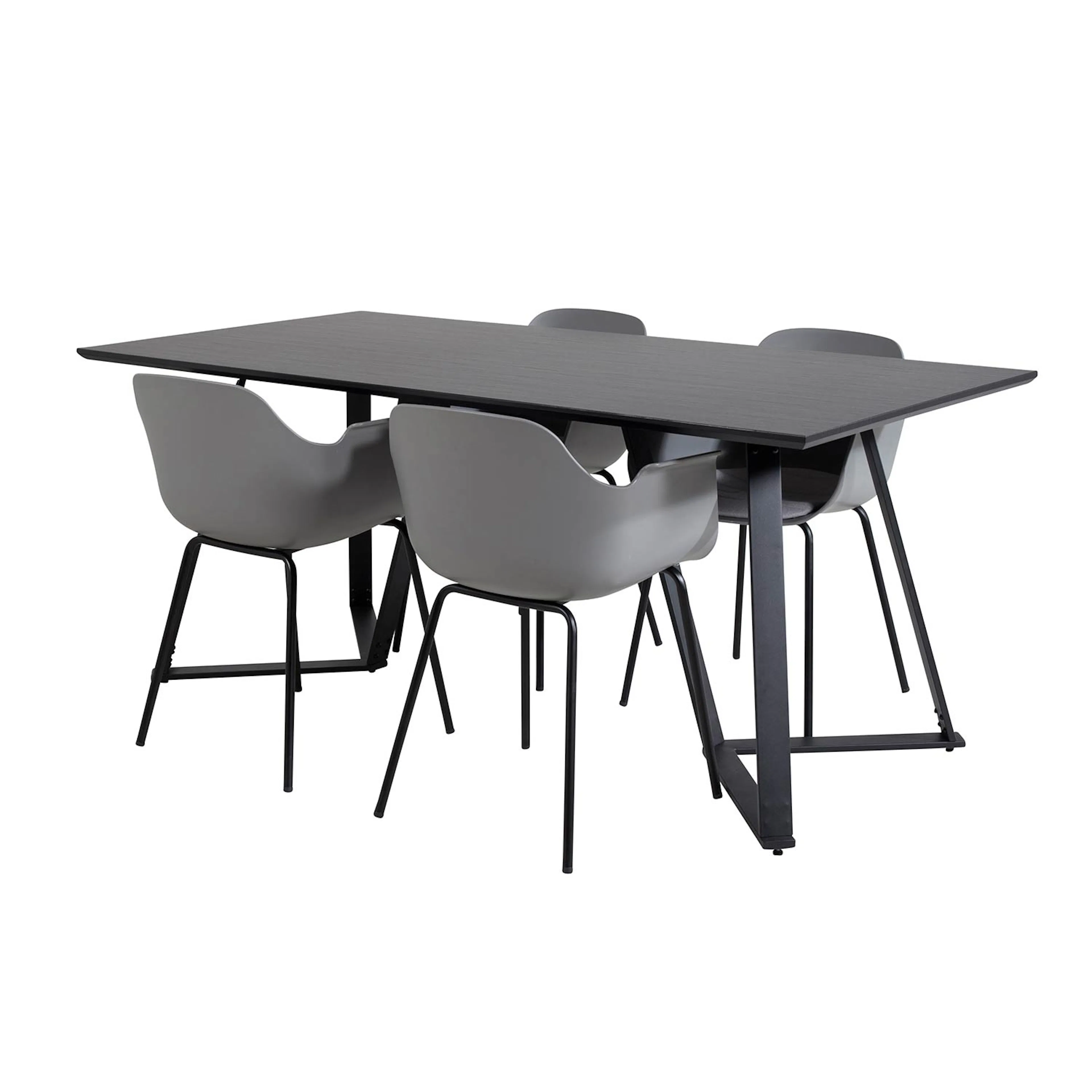 Marina Table - Black top/Comfort Plastic Chair -gråPlastic_4 Svart/Grå