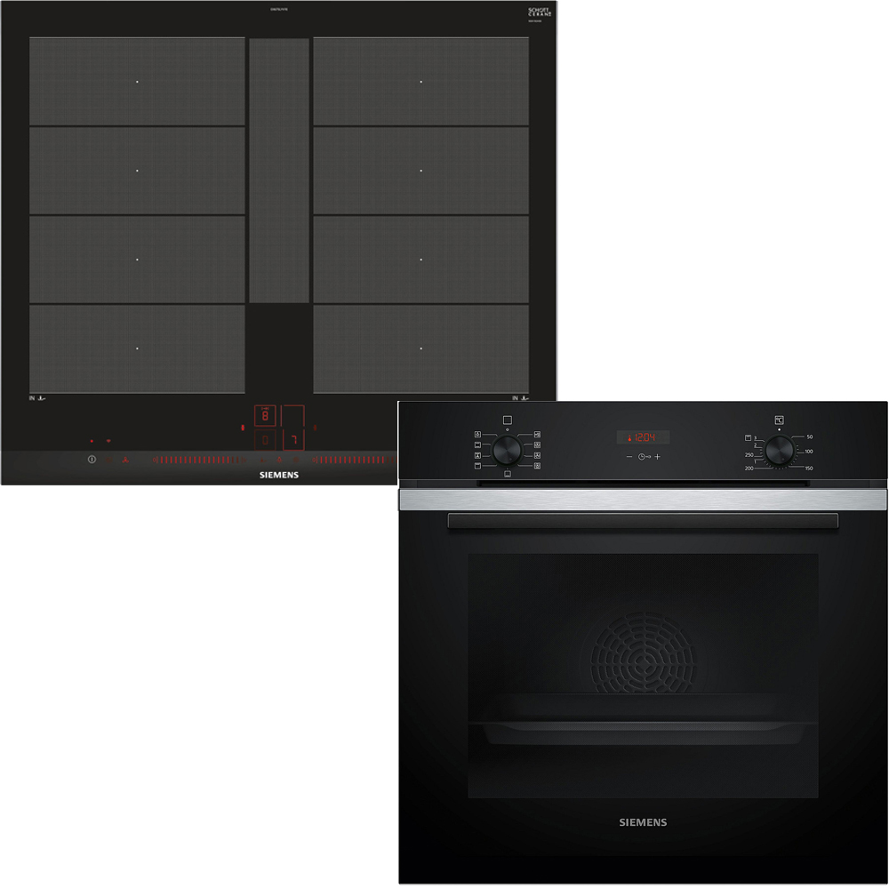 Ugn- & Hällpaket Siemens HB234ABS3F + EX675LYV1Smart Hemuppkoppling Rostfri