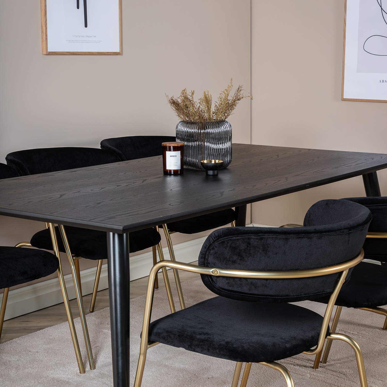 DippTable -Black Brass+Arrow armchair- Black_6 Svart/Mässing/Svart