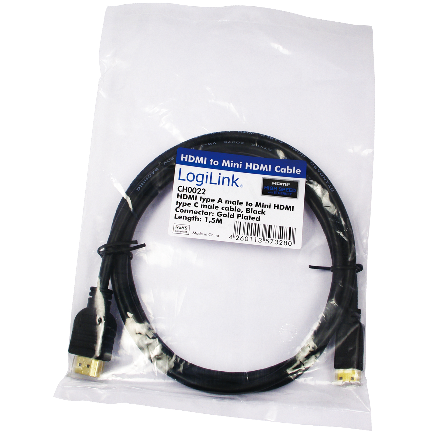 HDMI - Mini-HDMI-kabel LogiLink 4K 1,5 m