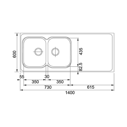 Heltäckande Diskbänk Franke De Luxe H 12/14 Vändbar