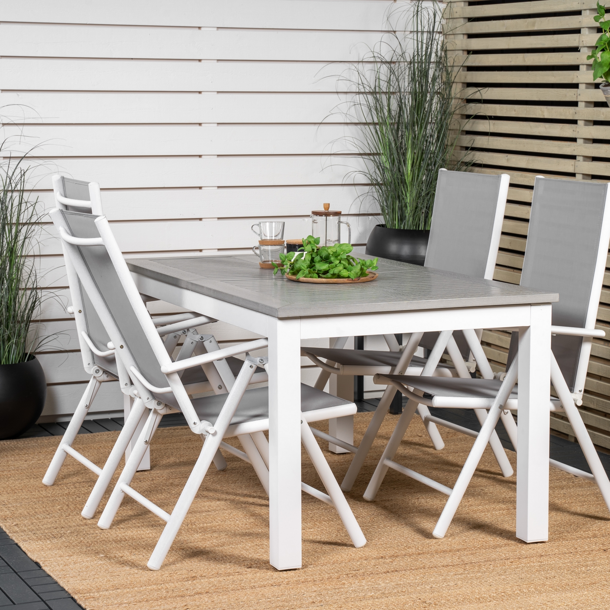 Albany Dining Table 152/210*90 - White Alu / Grey Aintwood+B Vit/Grå