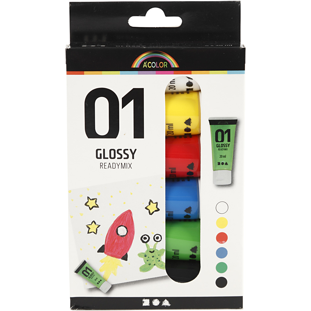 Akrylfärg Creativ Company A-color standardfärger Nr 01 Blank 6st 20 ml/1 Förp