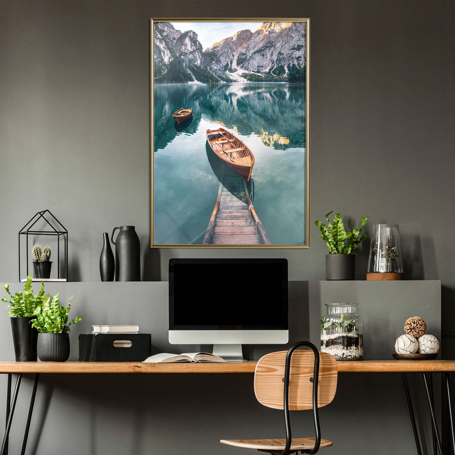 Poster Artgeist Affisch Boats In Dolomites