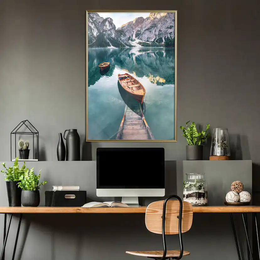 Poster Artgeist Affisch Boats In Dolomites