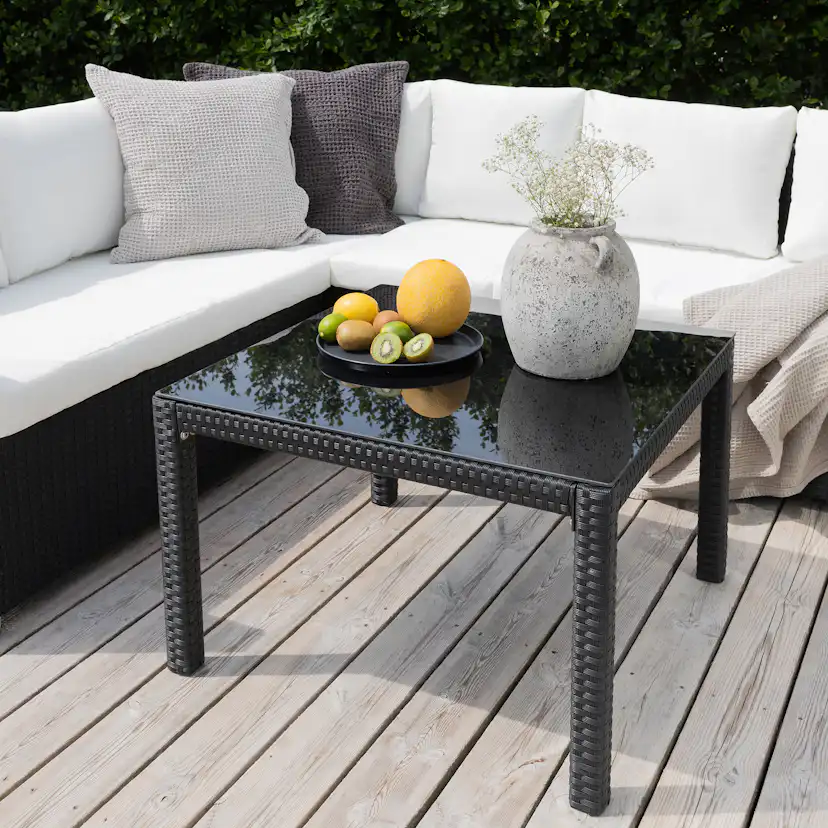 Kuba Sofa Set - Black Wicker White Cushion Svart/Vit