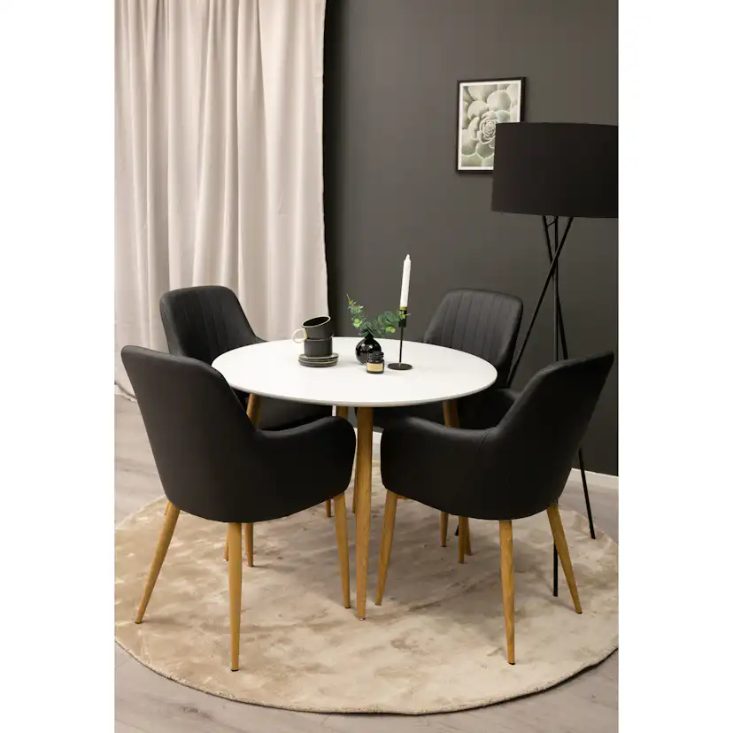 Plaza Runt Matbord - Ek-Look / Vit - ø100*H75 Vit
