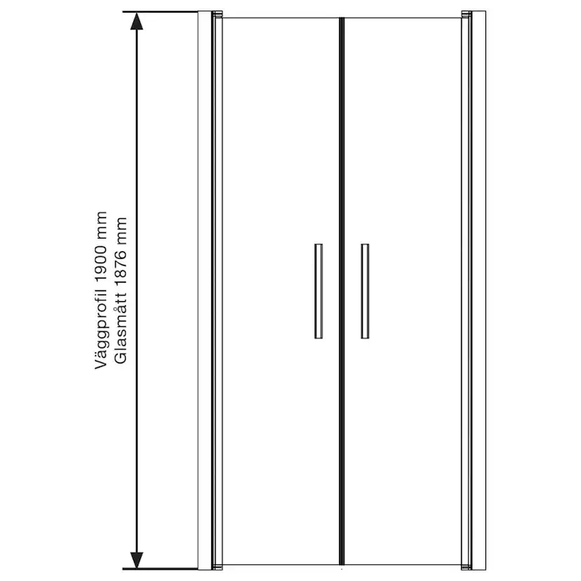 Duschdörr Arrow DuoDoor Special Delvis Frostat Glasx330x670x2 breddningsprofiler