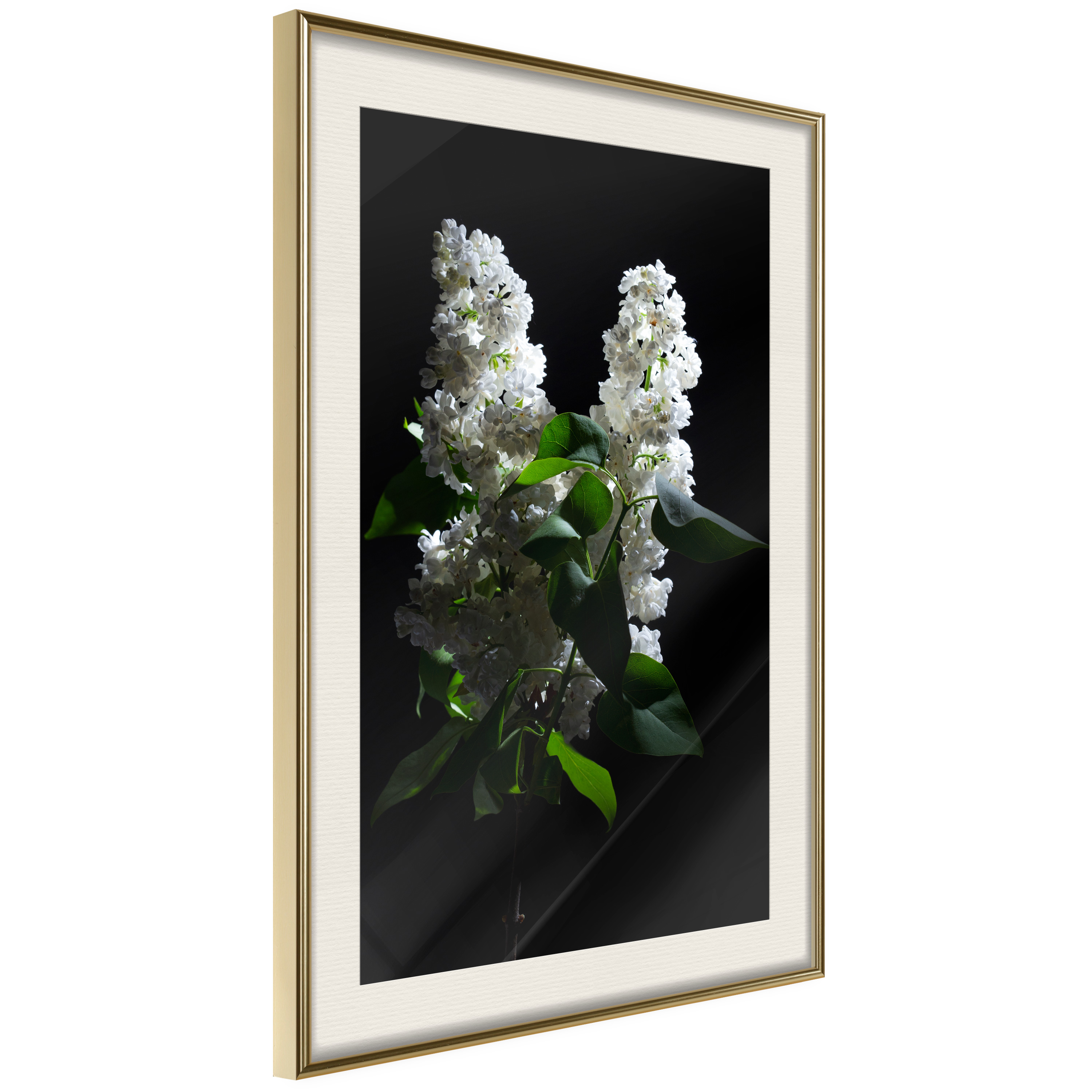 Affisch - Lilacs at Night [Poster] 20x30 Guld ram med passepartout, 20x30 cm