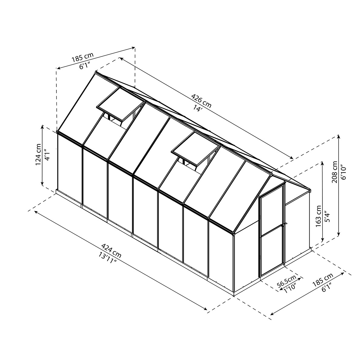 Växthus Canopia by Palram Mythos Aluminiumram med UV-Skyddad Polykarbonat & Ventilationsfönster, 7,9 m²