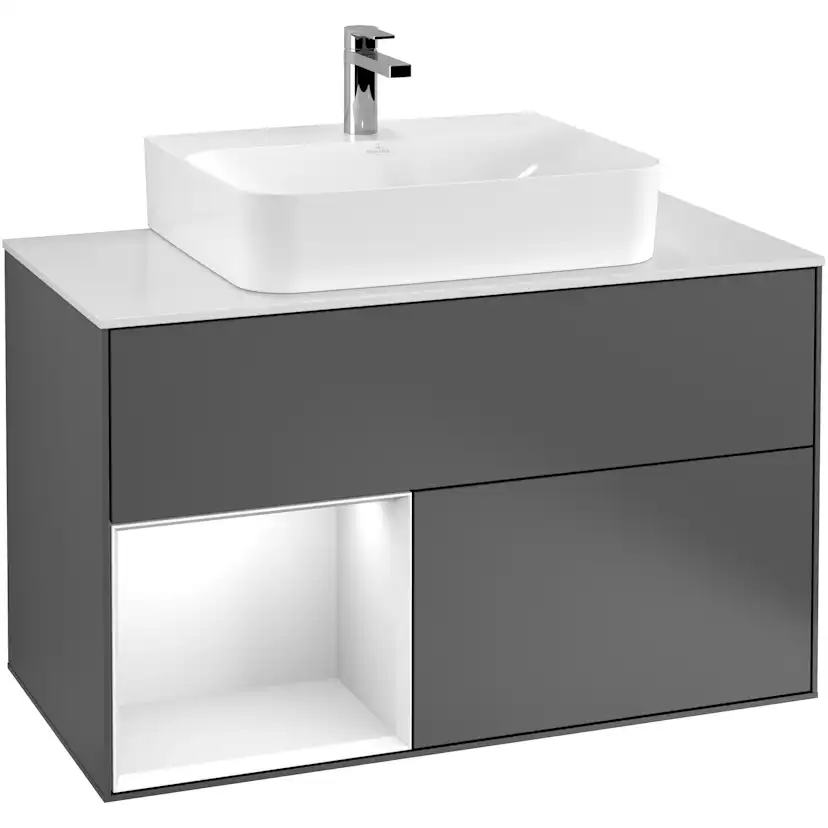 Tvättställsskåp Villeroy & Boch Finion med 2 Lådor Hylla och Bänkskiva för Centrerat Tvättställ