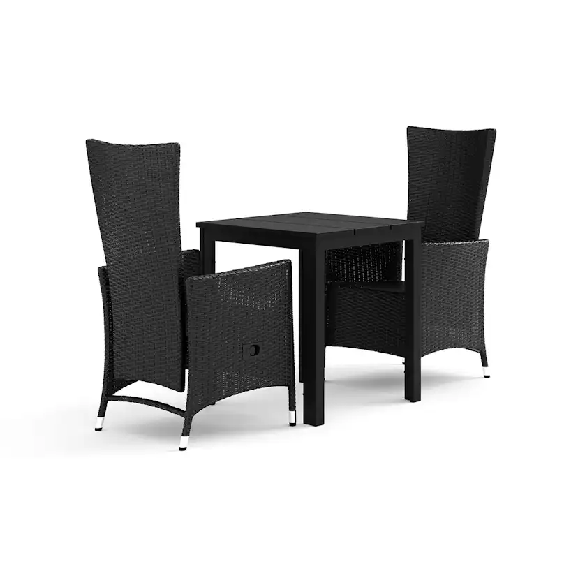 Trädgårdsgrupp Comfort Garden Tunis utomhus caféset 70x70 cm med 2 Jenny matstolar