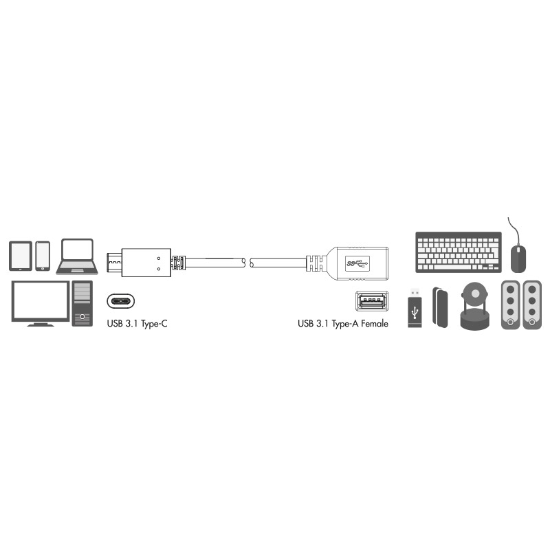 Adapter LogiLink USB 3.1 USB-C Hane till USB-A Hona