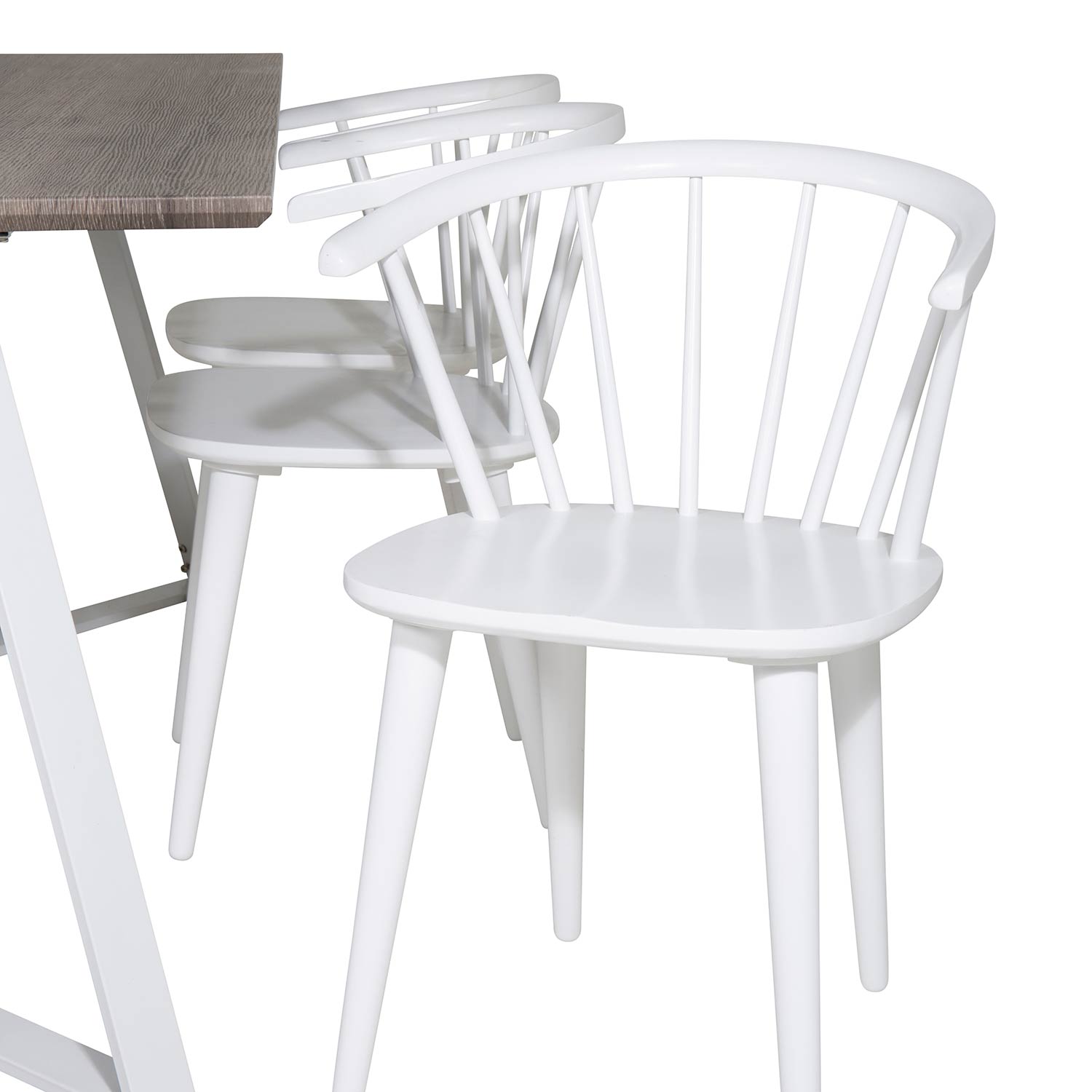 Marina Table -grå"oak"/Bullerbyn Windsor Chair - White_6 Grå/Vit/Vit