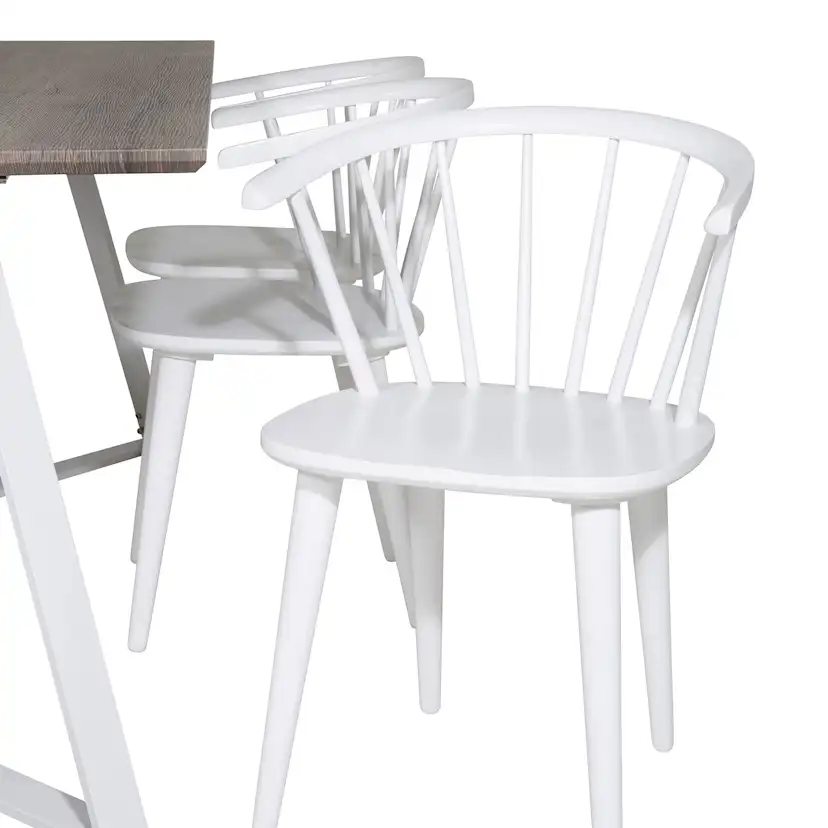 Marina Table -grå"oak"/Bullerbyn Windsor Chair - White_6 Grå/Vit/Vit