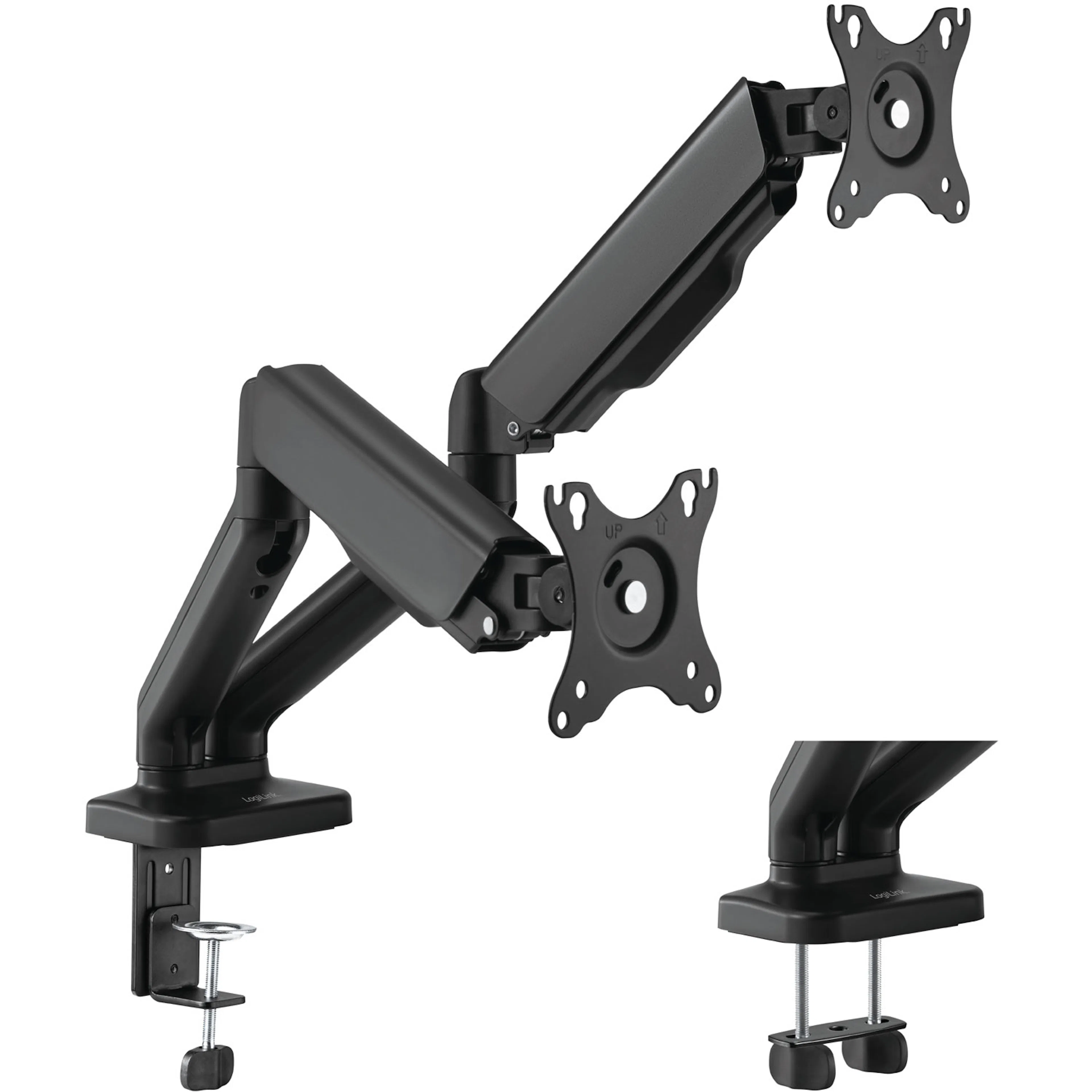 Monitorfästen LogiLink Dubbelarmad Monitorarm med Fjäder 17"-32" Svart
