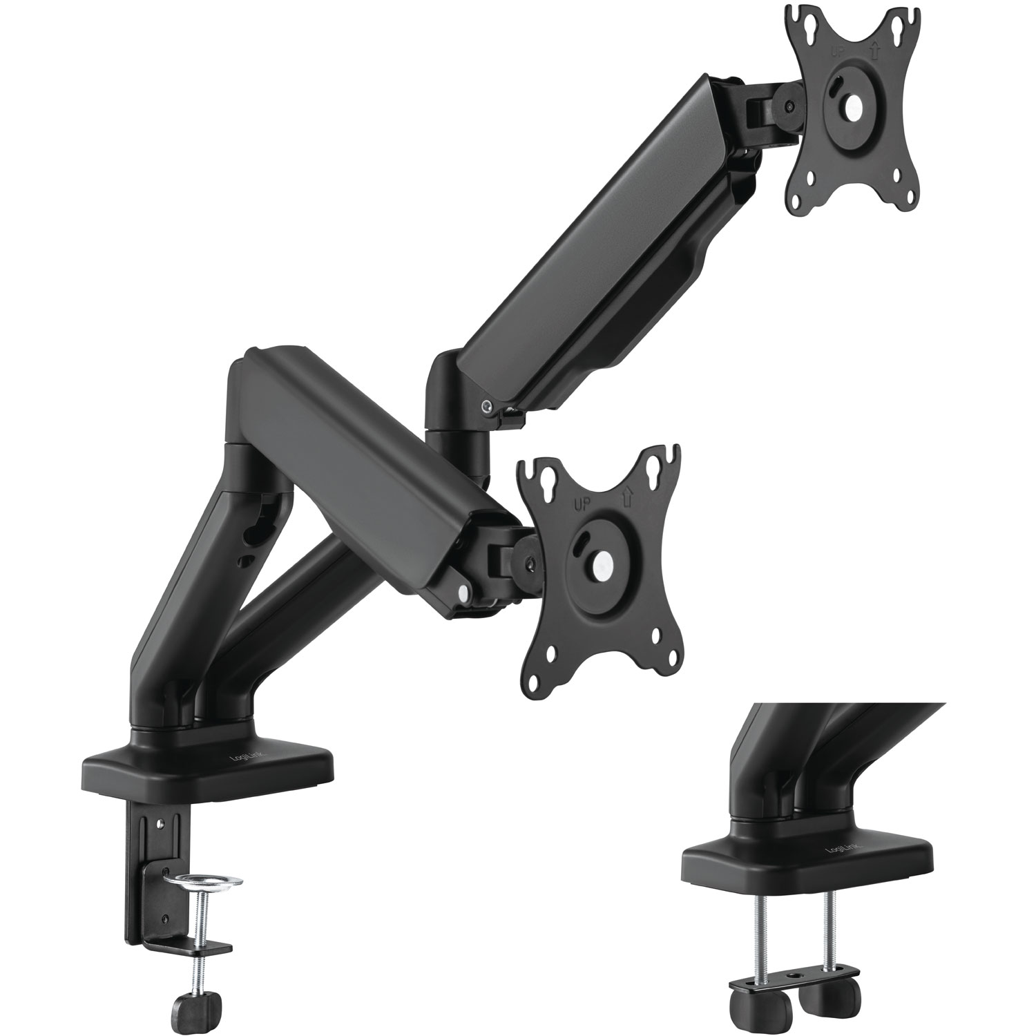 Monitorfästen LogiLink Dubbelarmad Monitorarm med Fjäder 17"-32" Svart