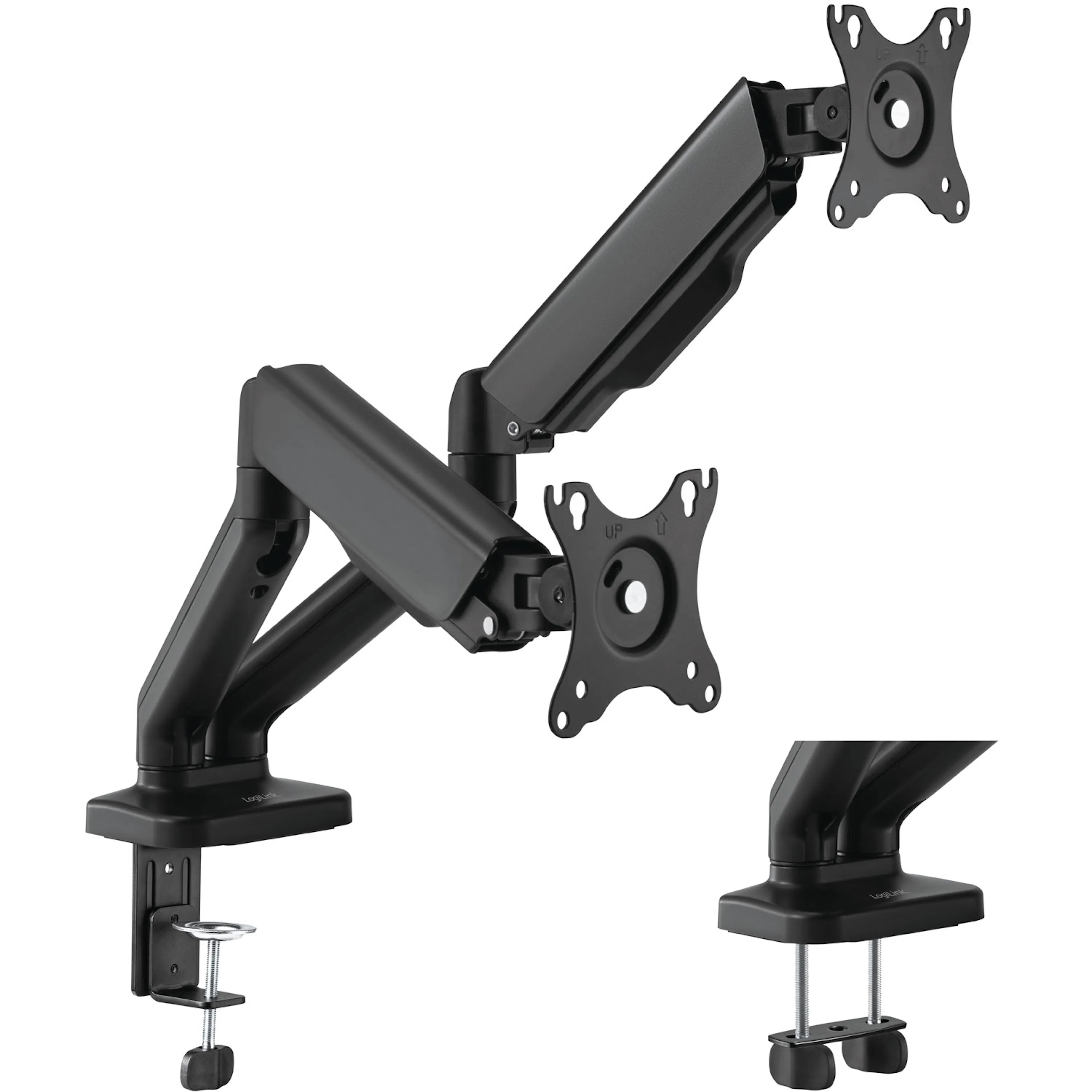 Monitorfästen LogiLink Dubbelarmad Monitorarm med Fjäder 17"-32" Svart