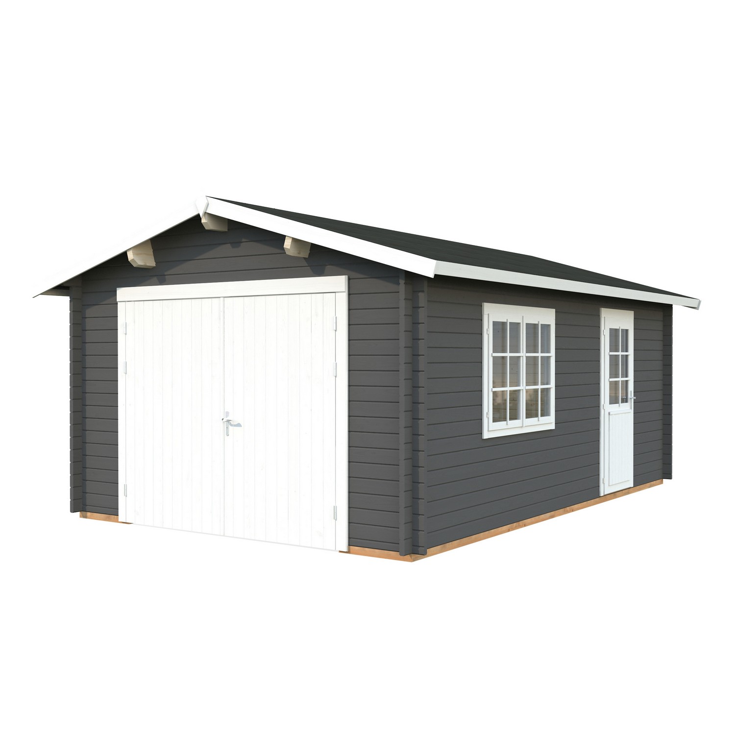 Roger 19,0 m2 mit Holztor PNT7012W2 Mörkgrå/Vit