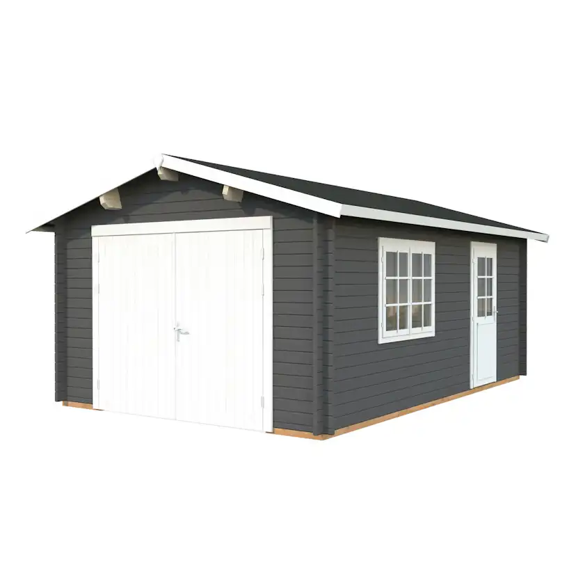 Roger 19,0 m2 mit Holztor PNT7012W2 Mörkgrå/Vit