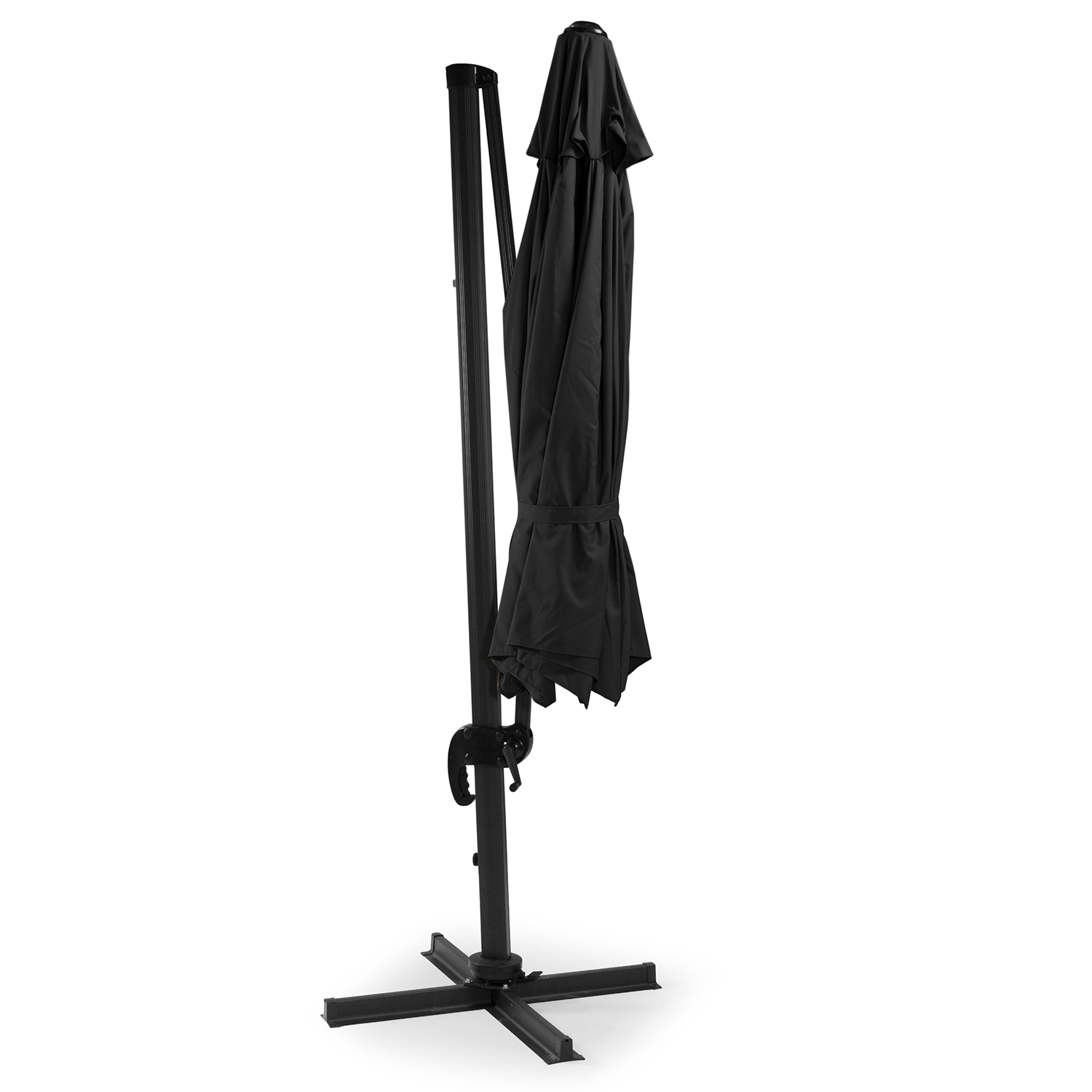 Hängparasoll Hillerstorp SideWinder XL Svart Ø350 cm - Ställbart Parasoll med Kryssfot