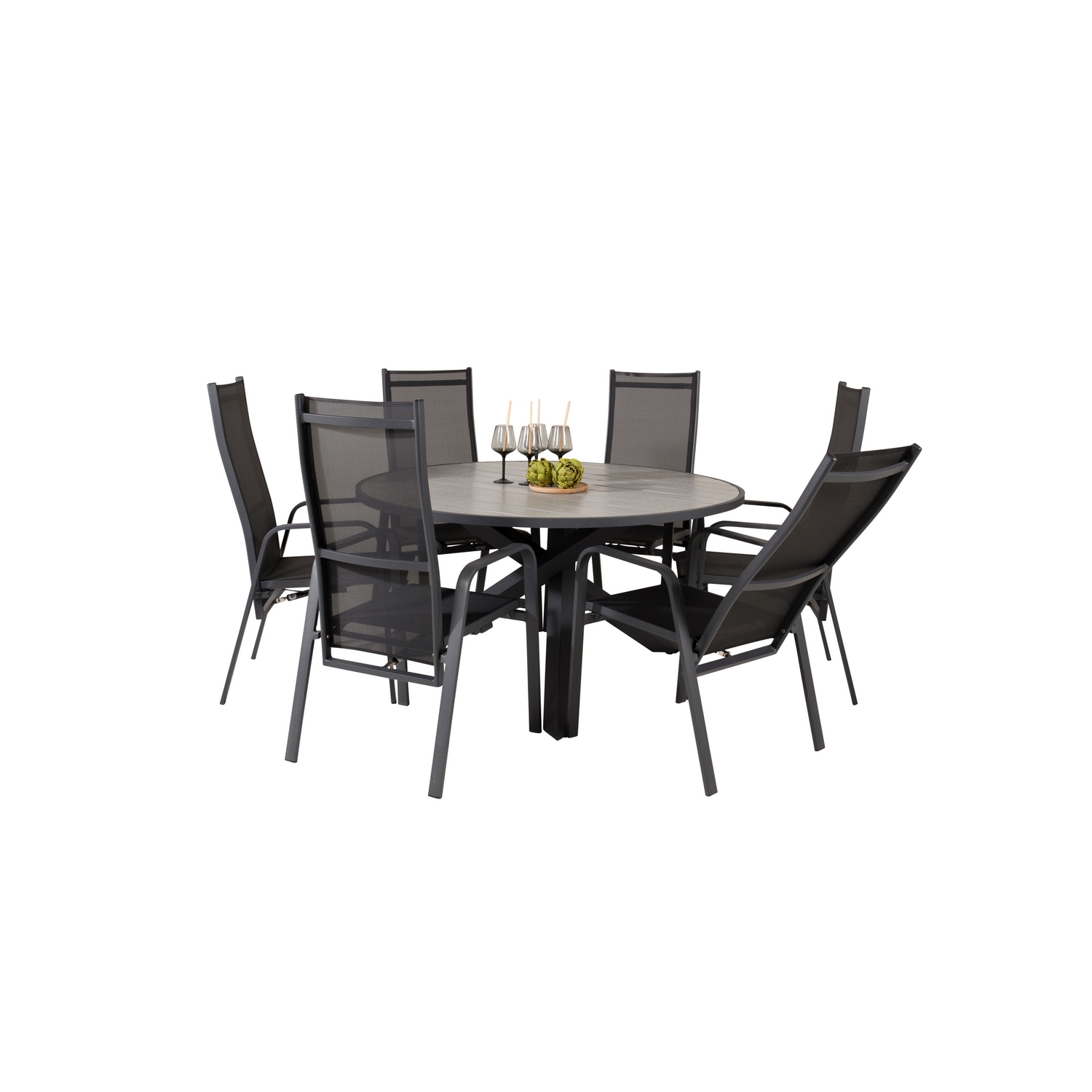 Parma - Table ø 140 - Svart Alu /Grey Aintwood+Copacabana Re Svart/Grå