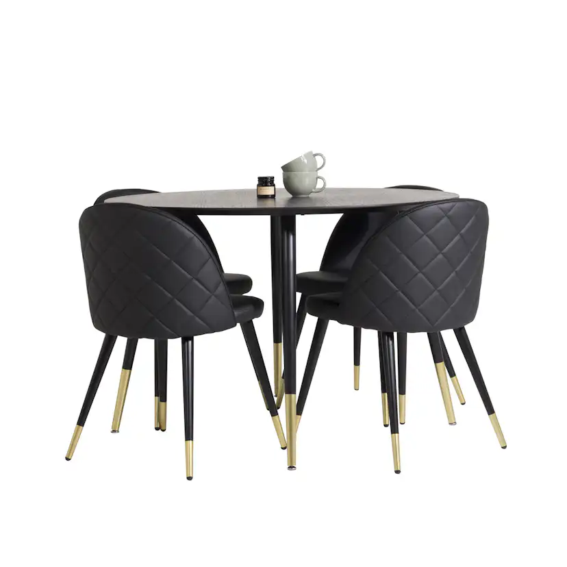 Matgrupp Venture Home Dipp med 4 Velvet stolar Skinn