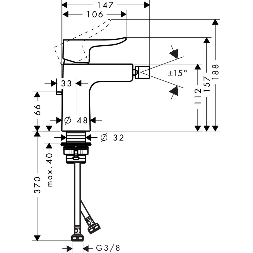 Bidéblandare Hansgrohe Metris