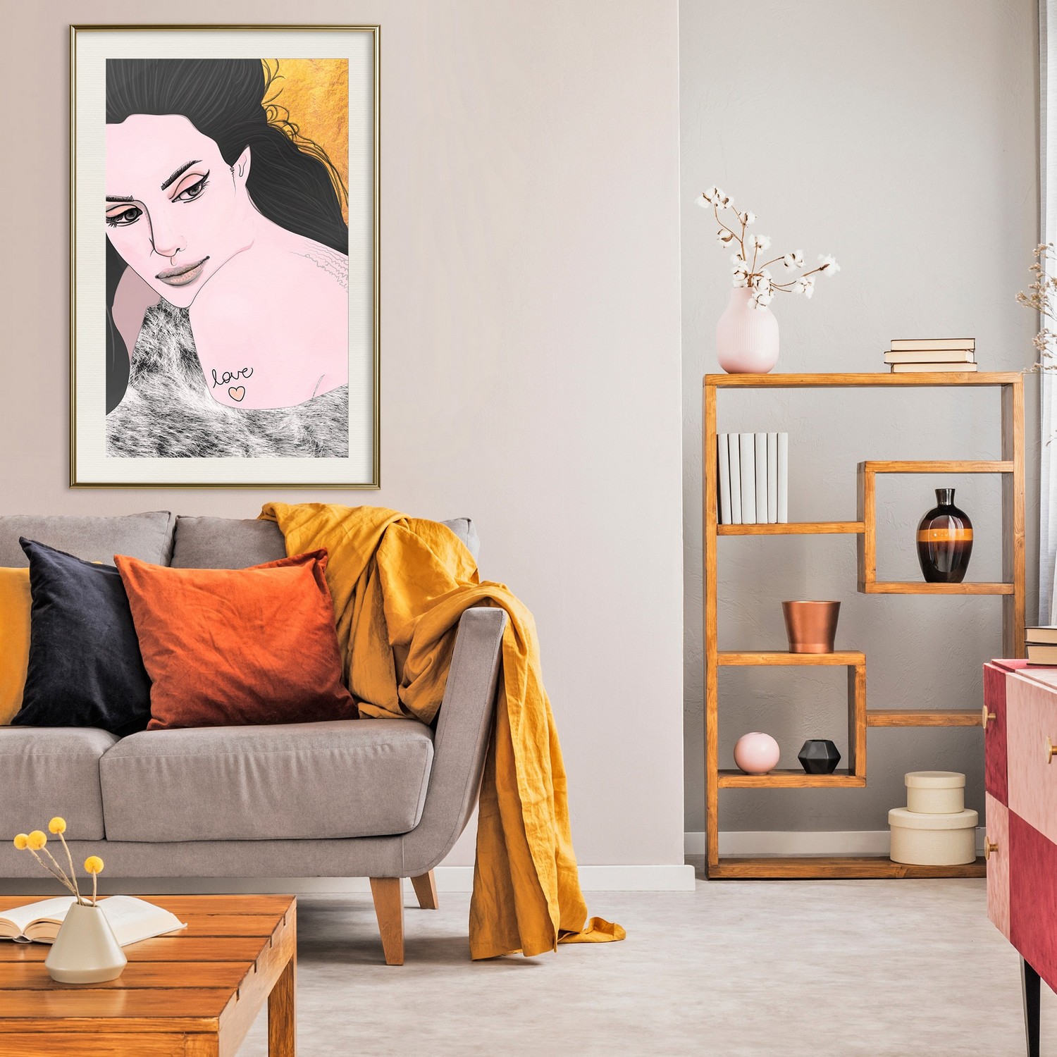Affisch - Sensual and Love [Poster] 20x30 Guld ram med passepartout, 20x30 cm