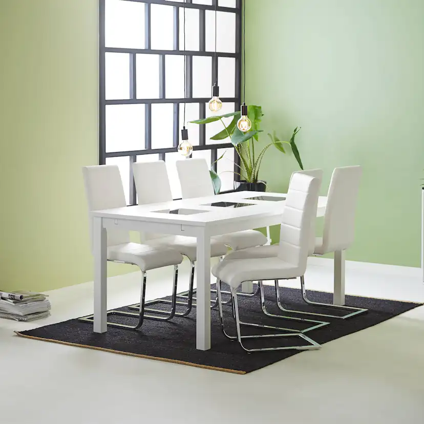 Matgrupp Basic Home Jasmin Rektangulärt Matbord 180-270 cm Förlängningsbart med 6 Cibus Matstol