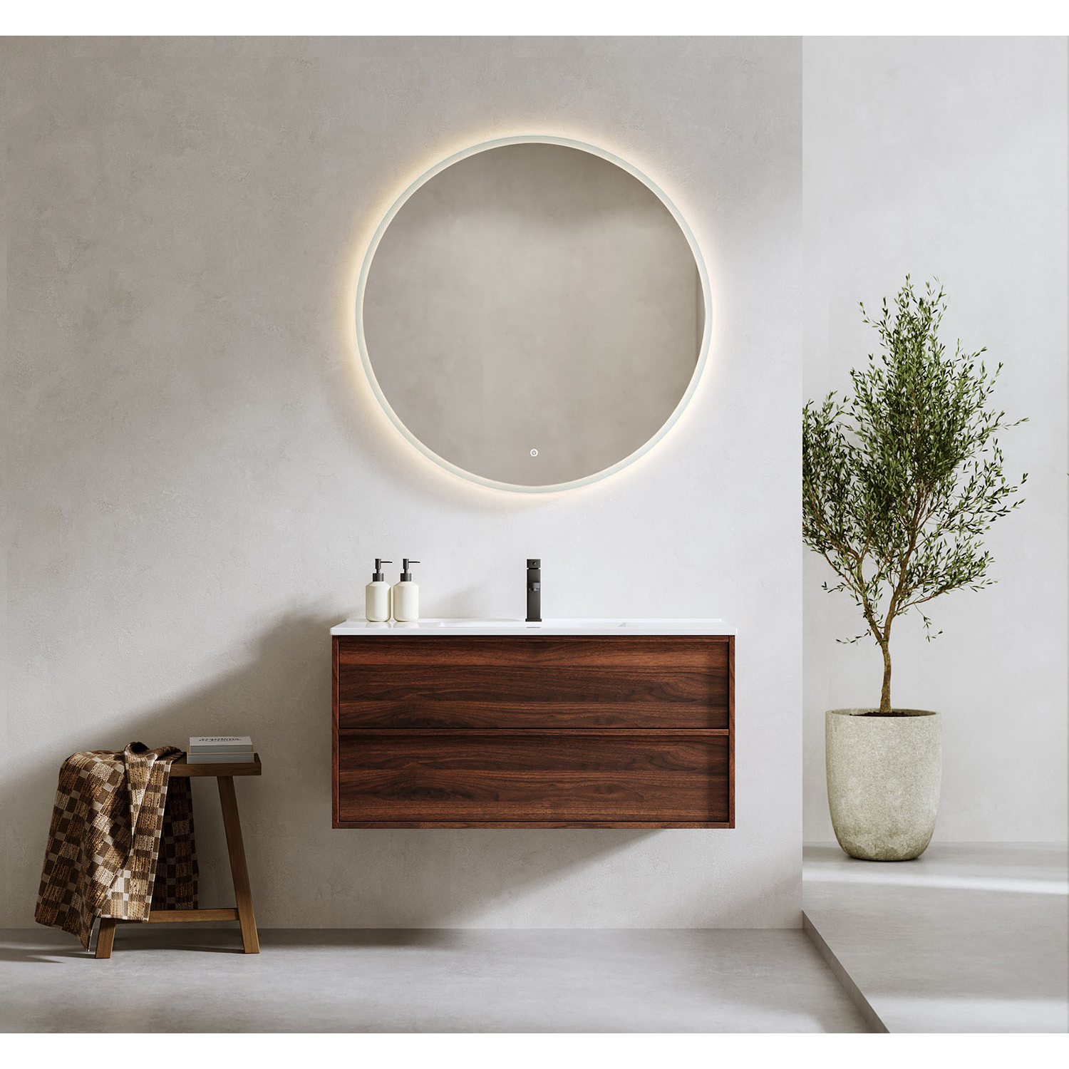 Tvättställsskåp Bathlife Charm med Tvättställ och Spegel Skina