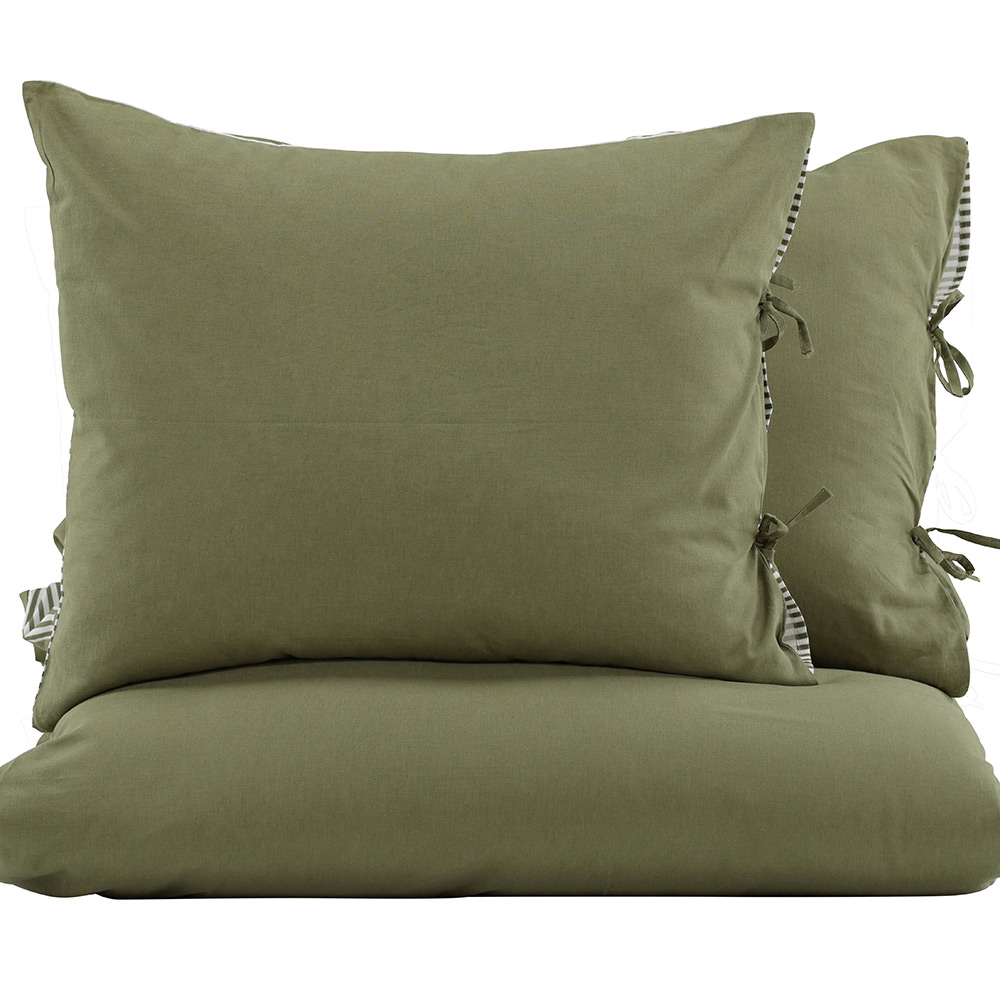 Jenna Bed Set Linen Cotton Green 240x220 cm Färg: Mörkgrön, Mått: 240x220 cm