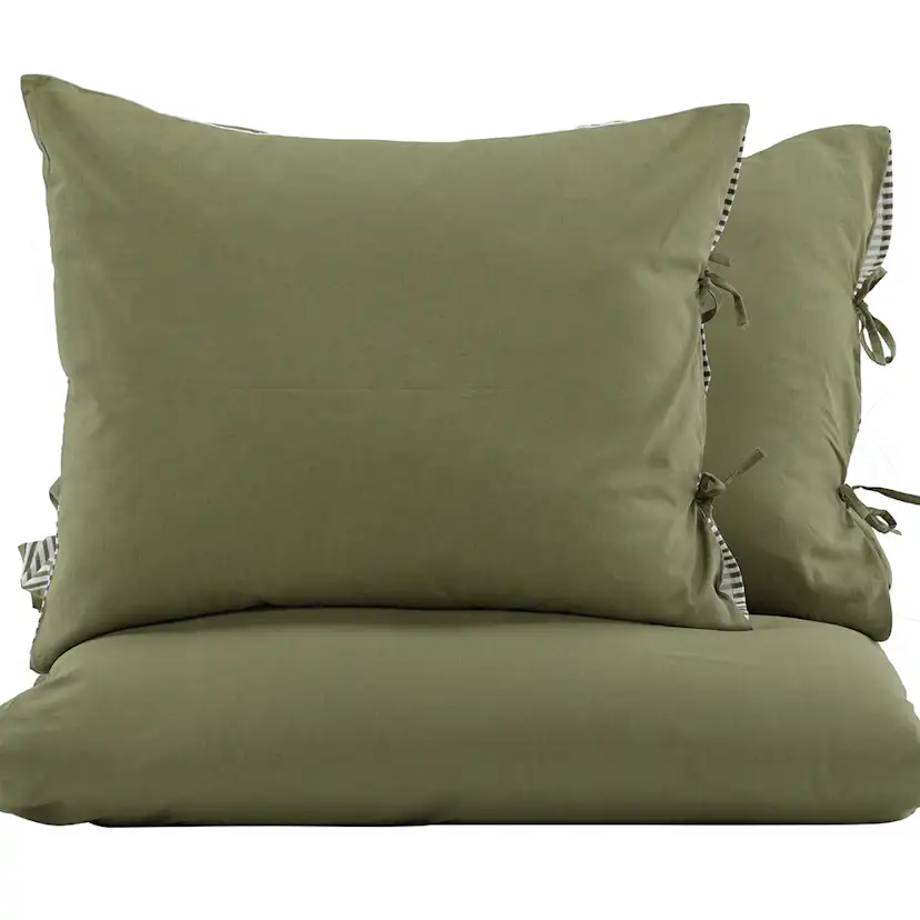 Jenna Bed Set Linen Cotton Green 240x220 cm Färg: Mörkgrön, Mått: 240x220 cm