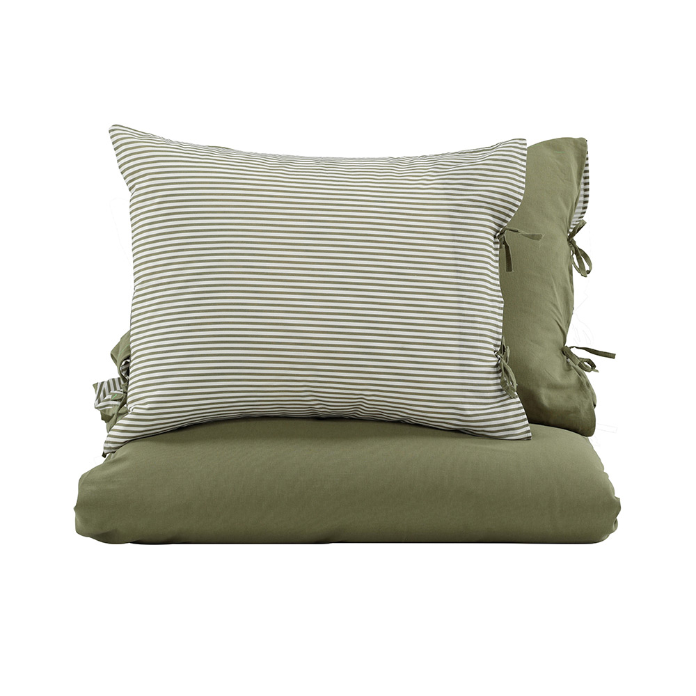 Jenna Bed Set Linen Cotton Green 240x220 cm Färg: Mörkgrön, Mått: 240x220 cm