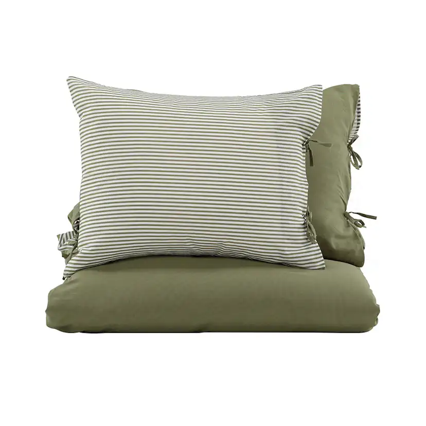 Jenna Bed Set Linen Cotton Green 240x220 cm Färg: Mörkgrön, Mått: 240x220 cm