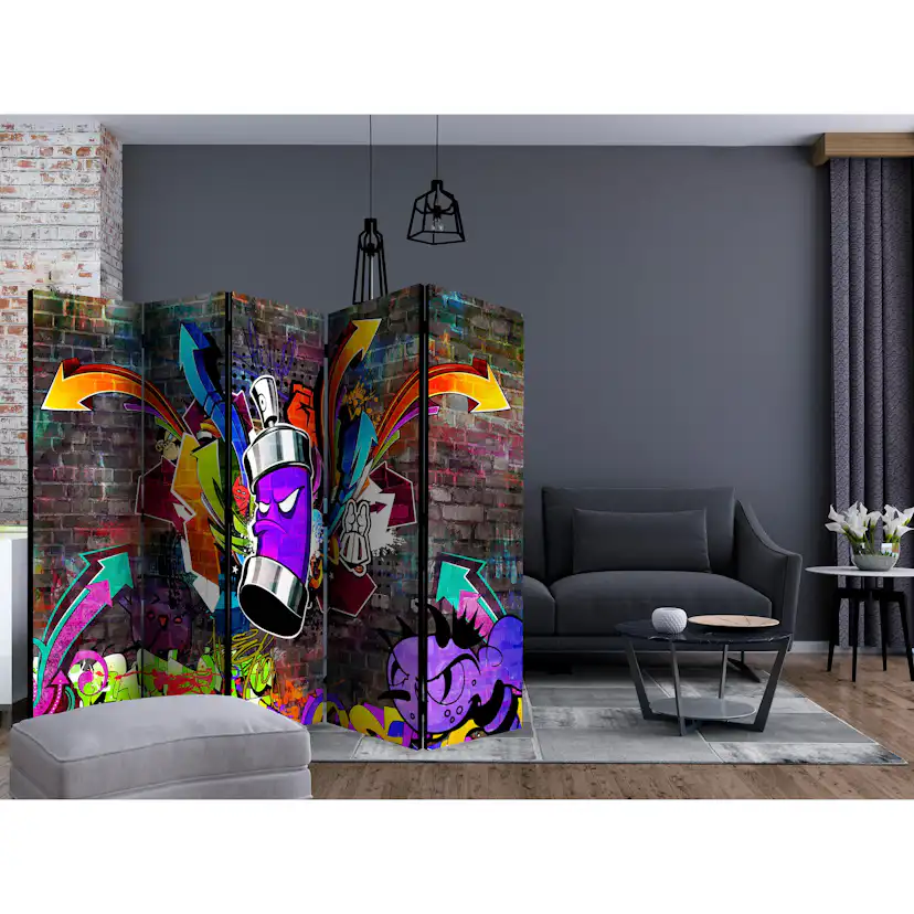 Rumsavdelare Skärmvägg Arkiio Graffiti Colourful Attack II 225x172 cm