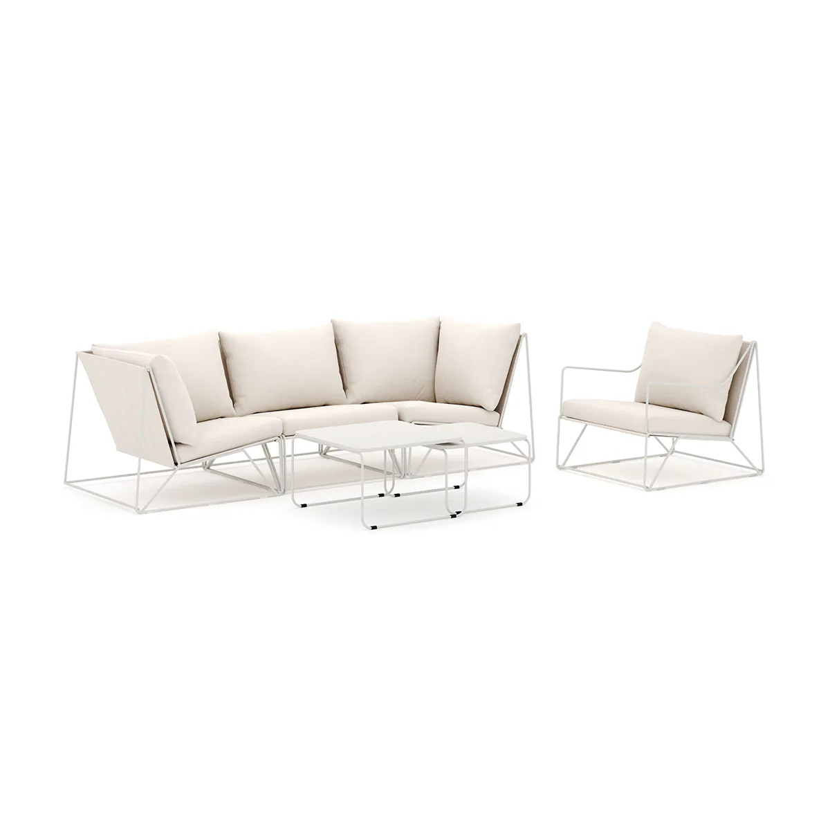 Loungesoffa Comfort Garden Usteryd utomhus rak 4-sits soffa med fåtölj
