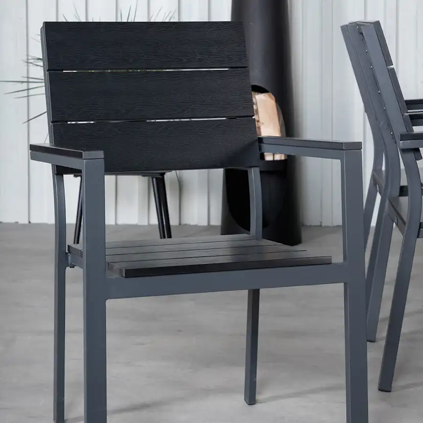 Matgrupp Venture Home King med 6 Lede Stapelbara Matstolar