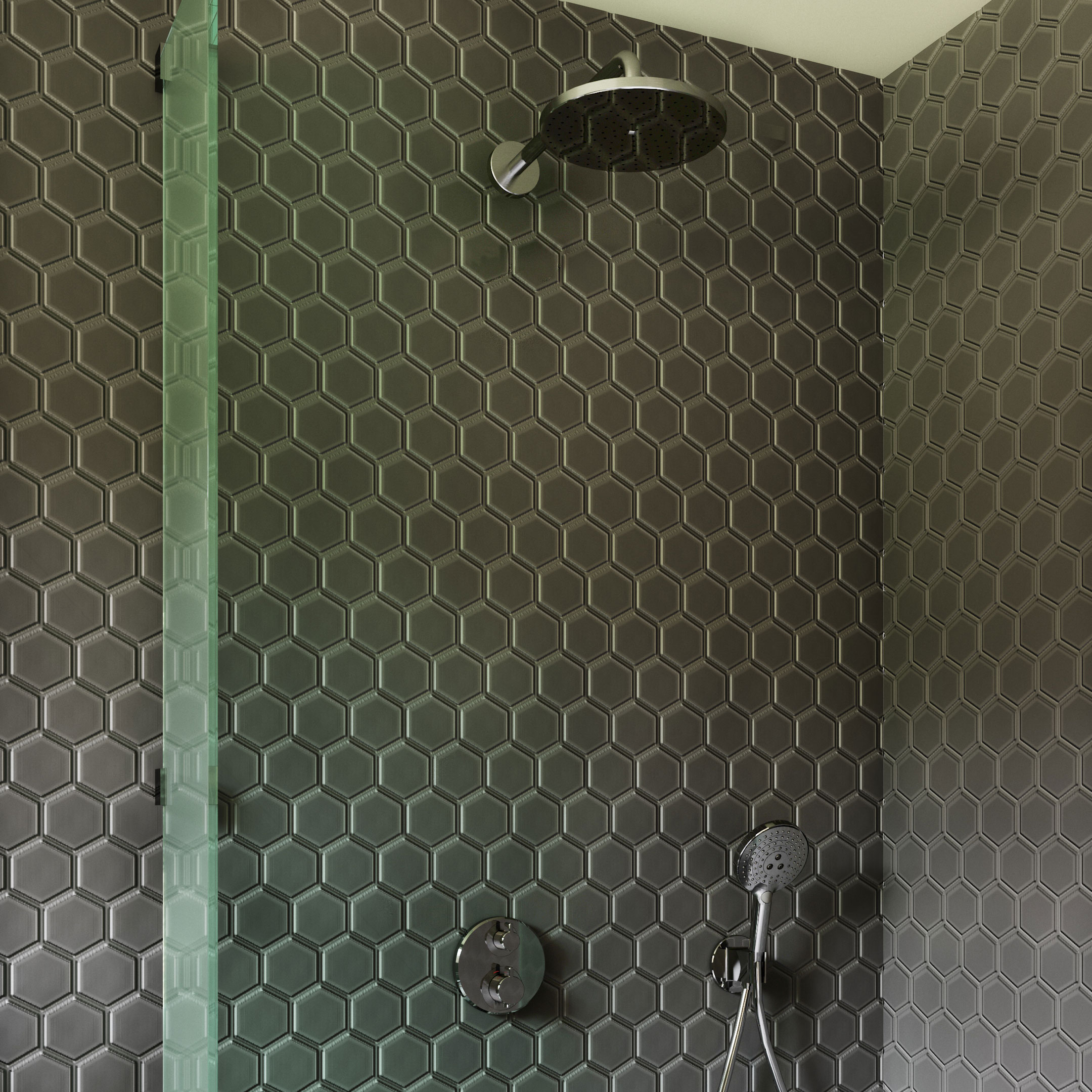 Inbyggnadspaket Dusch Hansgrohe Ecostat S Takdusch: Vägganslutning