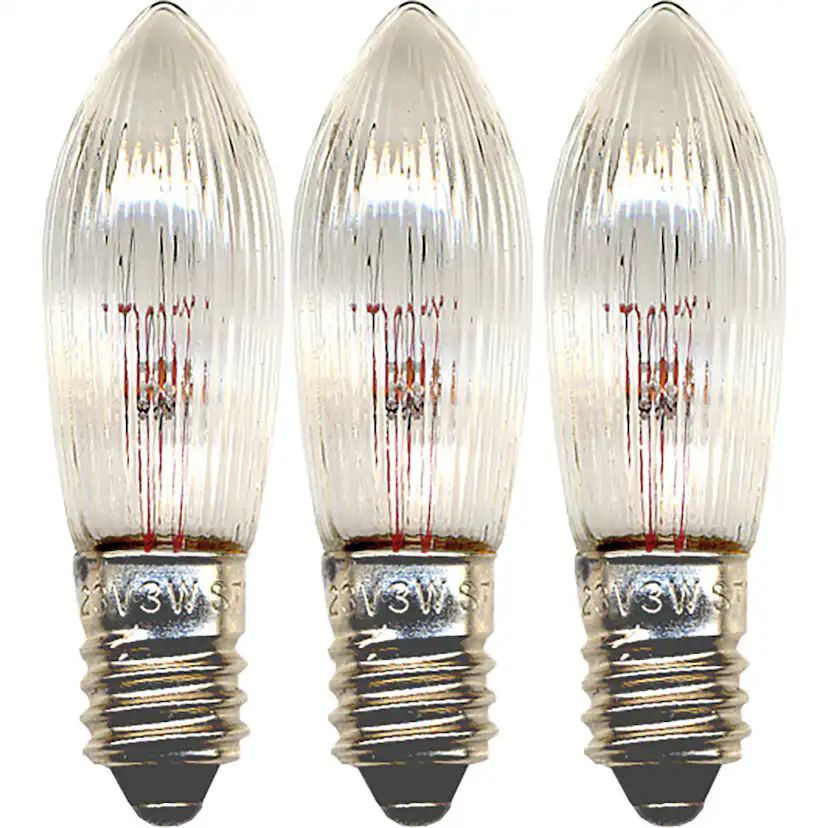 LED-Lampor Star Trading Reservlampa E10 23V 3W Räfflat 3-pack Transparent