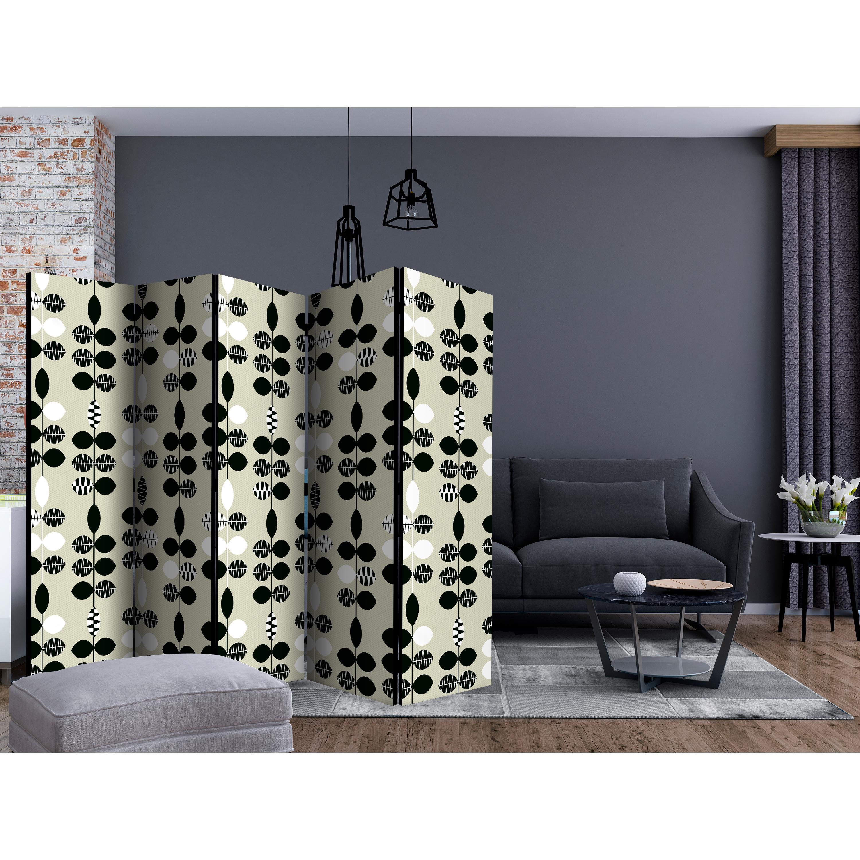 Rumsavdelare Skärmvägg Arkiio Black and White Dots II 225x172 cm