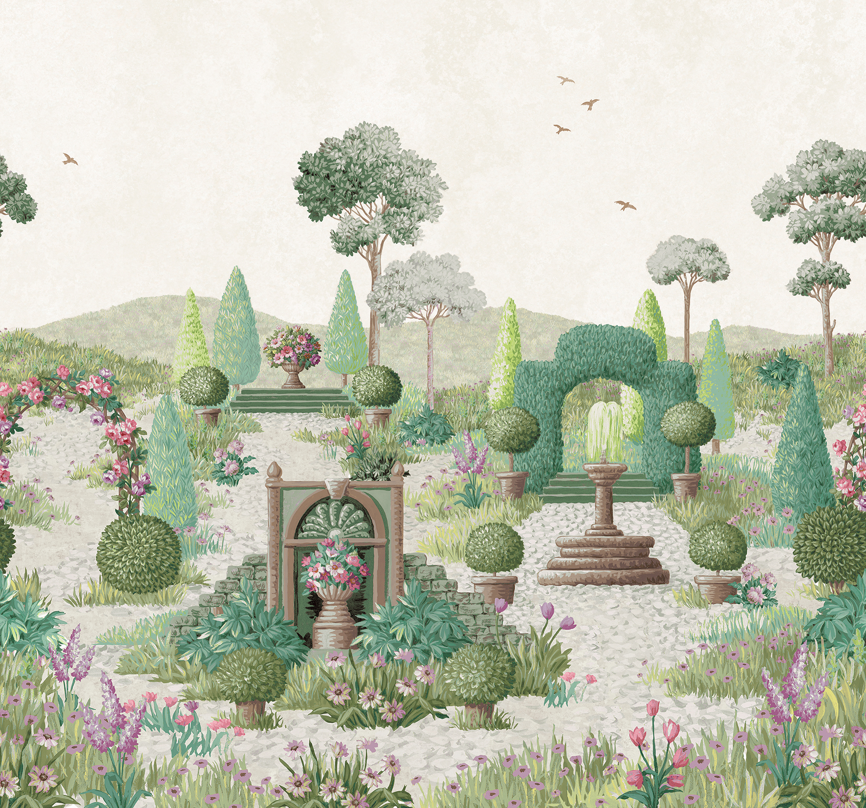 Fototapet Laura Ashley Naunton Folly Fern Grön 122770