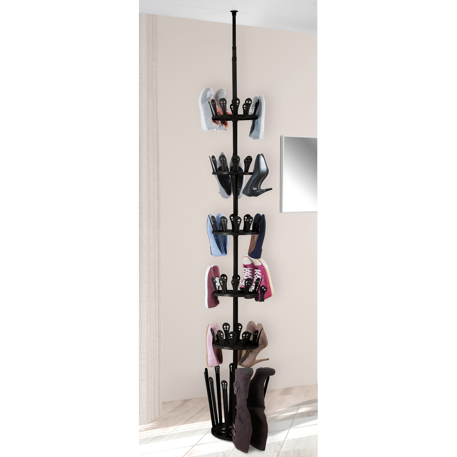 Skoförvaring WENKO Achilles Teleskop Platsbesparande Skoförvaring Justerbar Höjd 100-300 cm