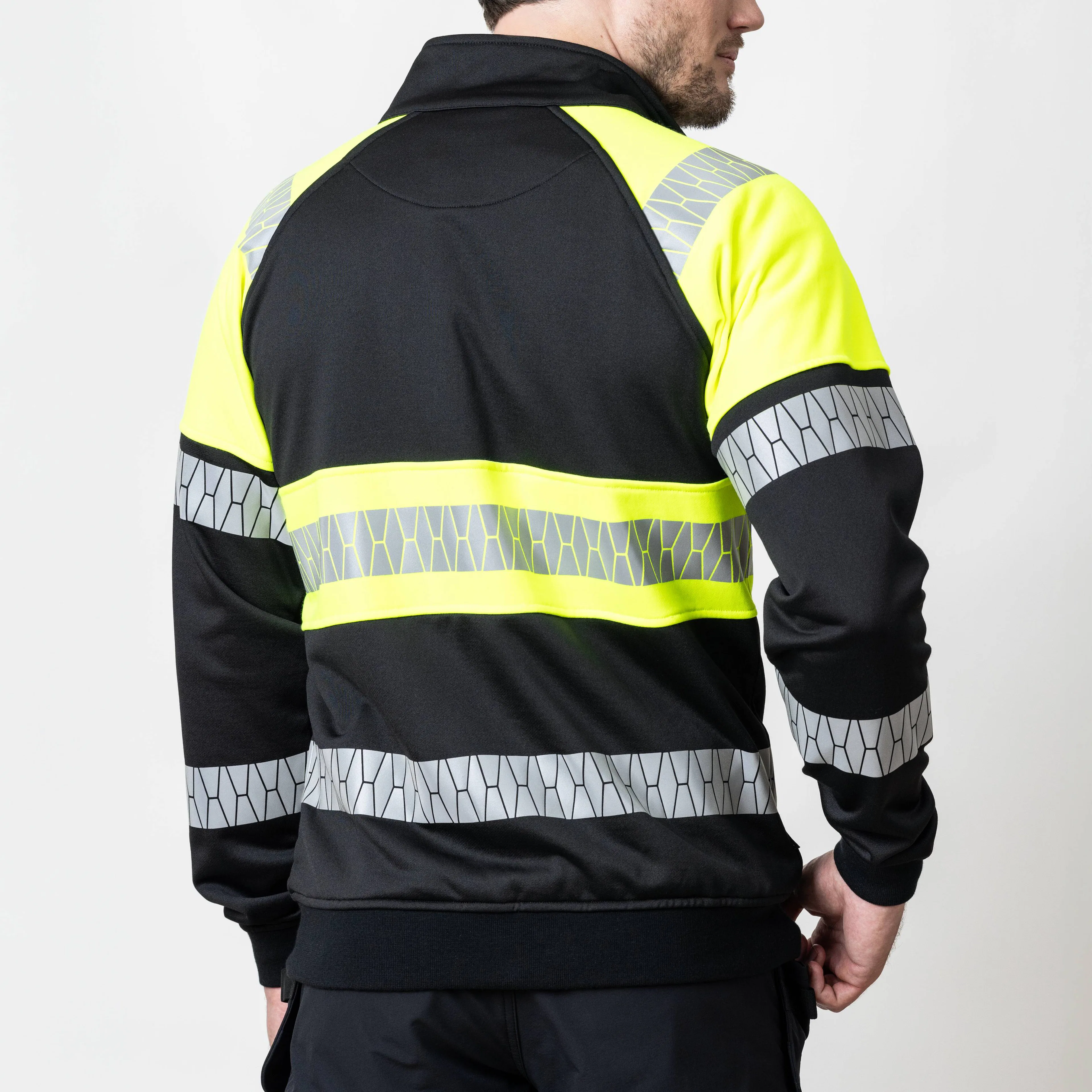 Sweatshirt Hel-Zip Varsel Svart/Gul V 4XL 4XL