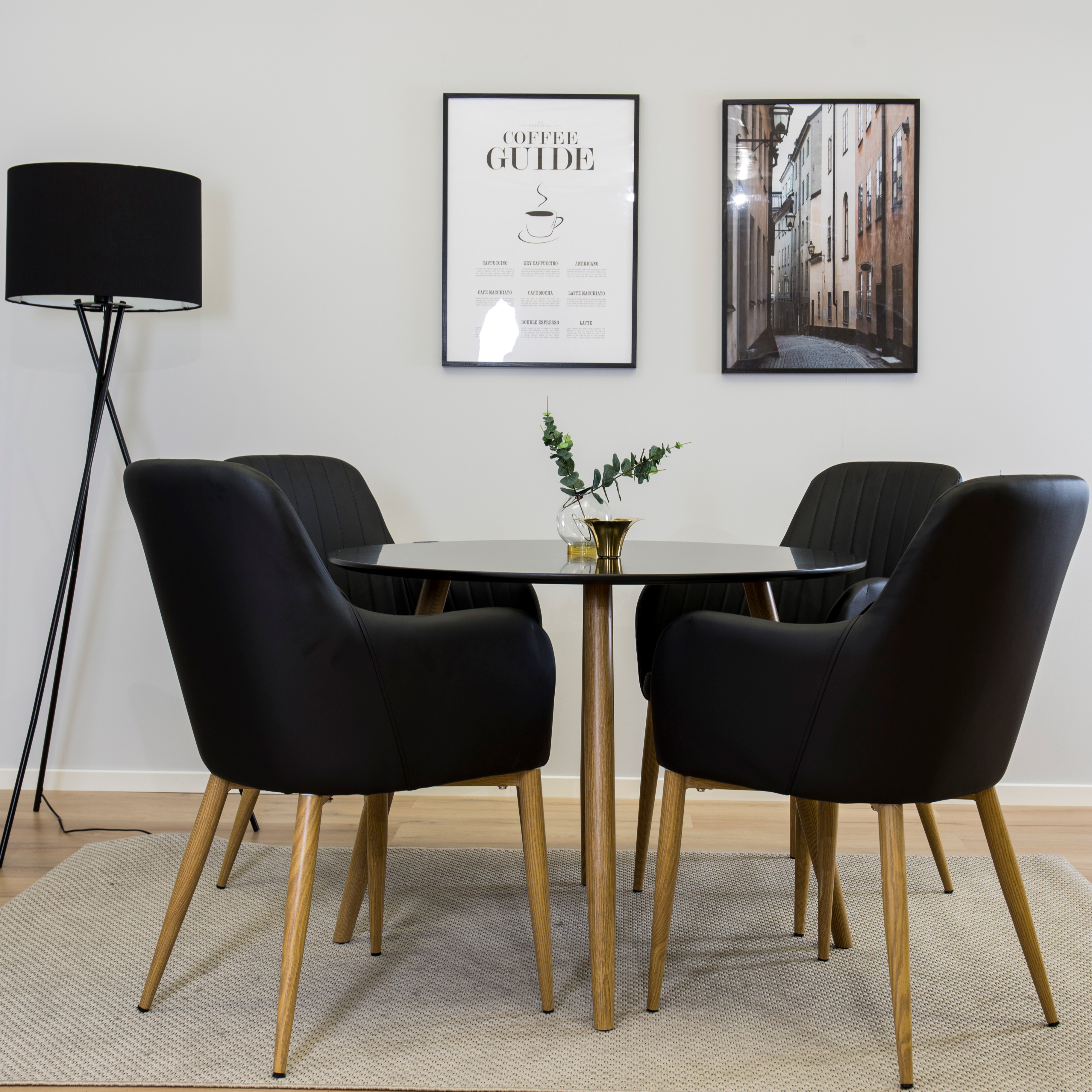 Matgrupp Venture Home Plake med 4 Corina Stolar Läder