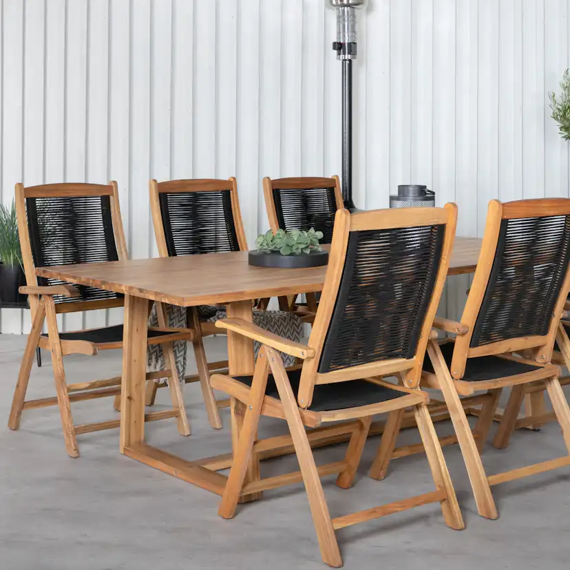 Matgrupp Utomhus Venture Home Plarra med 6 Peder Trädgårdsstolar