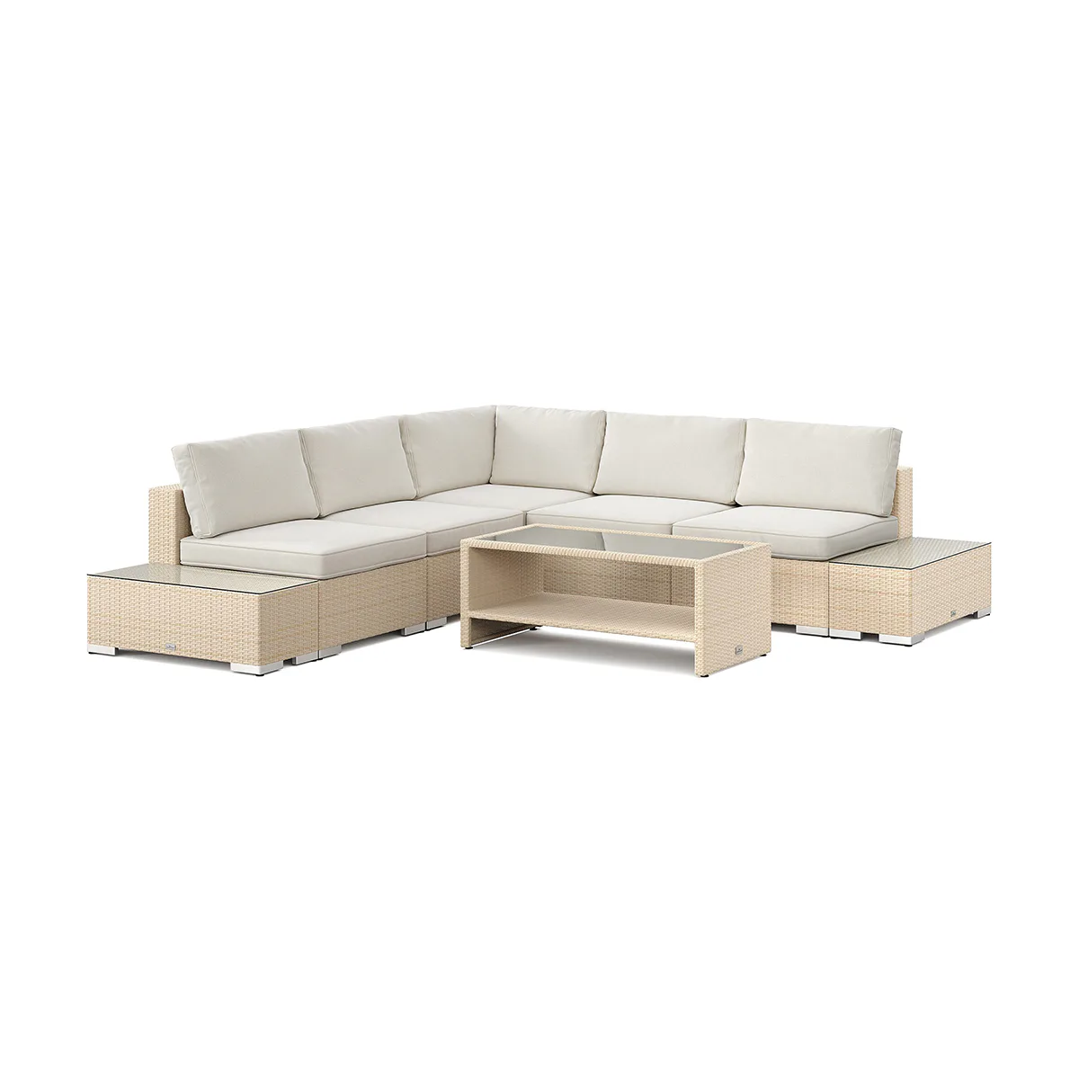 Loungegrupp Comfort Garden Bahamas utomhus hörnsoffa 5-sits vändbar bord med hylla
