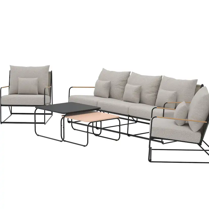 Palazzo Sofa Set - Black / Beige Boucle fabric Black / Beige Boucle fabric