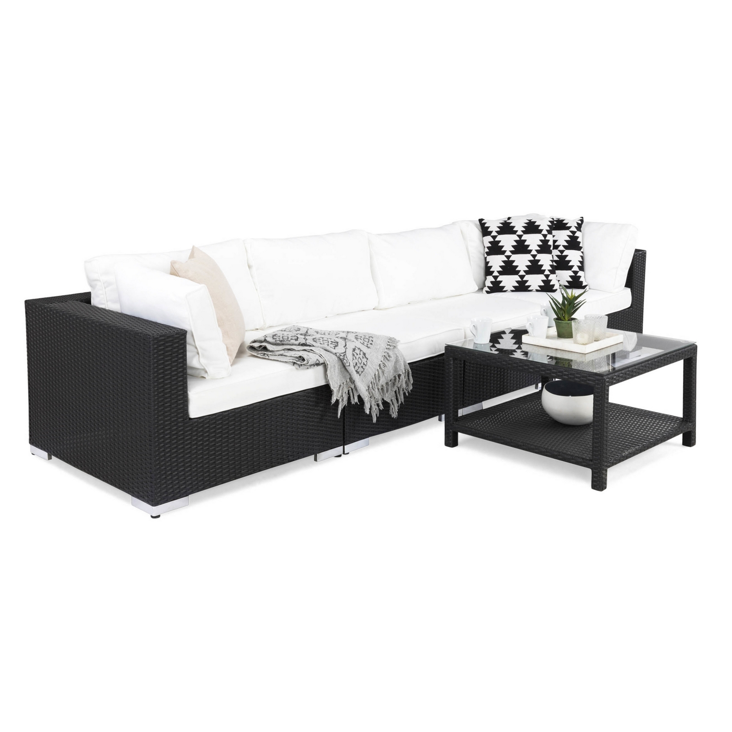 Loungegrupp Comfort Garden Bahamas 4-sits Rak med Utebord Utomhus