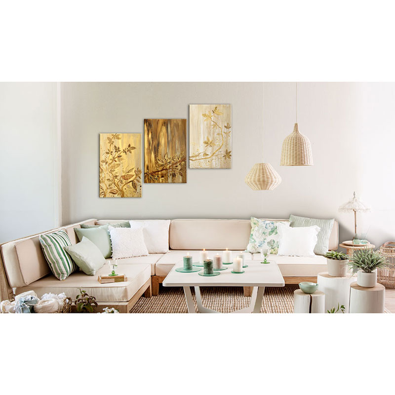 Handmålad Tavla Arkiio Gyllene Blad 120x60